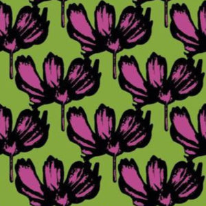 Stretch Jersey "Fräulein von Julie" - grün pink mit Blüten